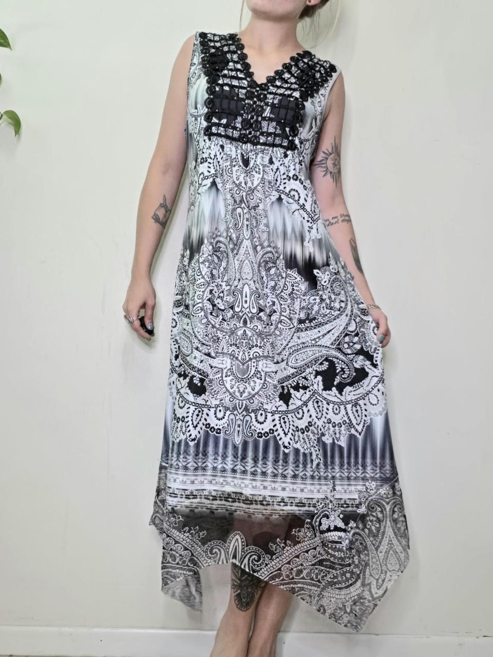 Y2K boho patterned maxi dress By World Unity Assymetrical Whimsigoth